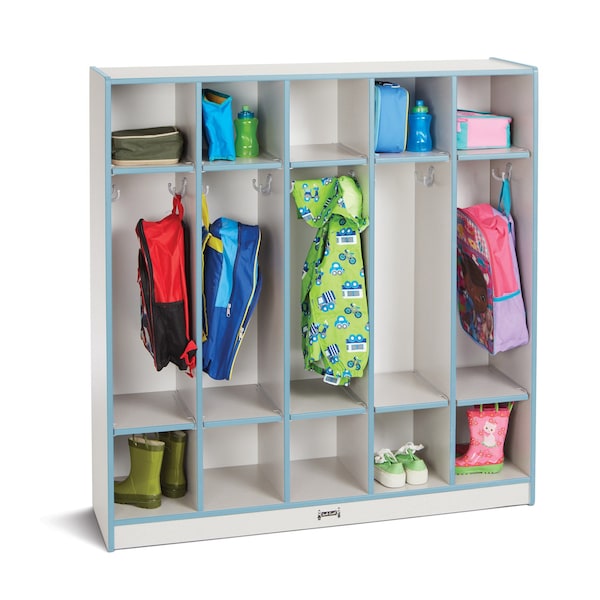 Rainbow Accents 5 Section Coat Locker, Coastal Blue